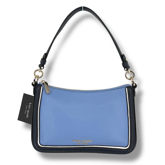 Kate Spade Hudson Blue Colorblocked Medium Leather Purse Handbag Small - Picture 1 of 7